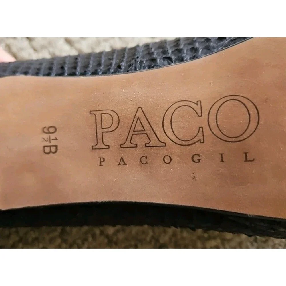 PACO GIL Black Leather Snake Platform Pumps Heels SZ 9.5 NEW
